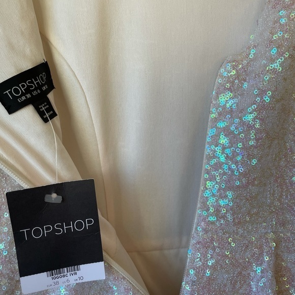 *SOLD* Topshop White Sequin Peplum Mini Dress NWT! Size: 6 - Picture 9 of 11